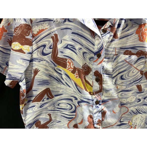 Western Aloha Women’s Hawaiian Cowboy Shirt SS Pullover Small Wahine Surfer - Picture 2 of 6